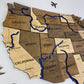 The USA 3D map with rivers and roads color Wonder