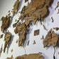 LED 3D Wooden Multilayer world map color Brown