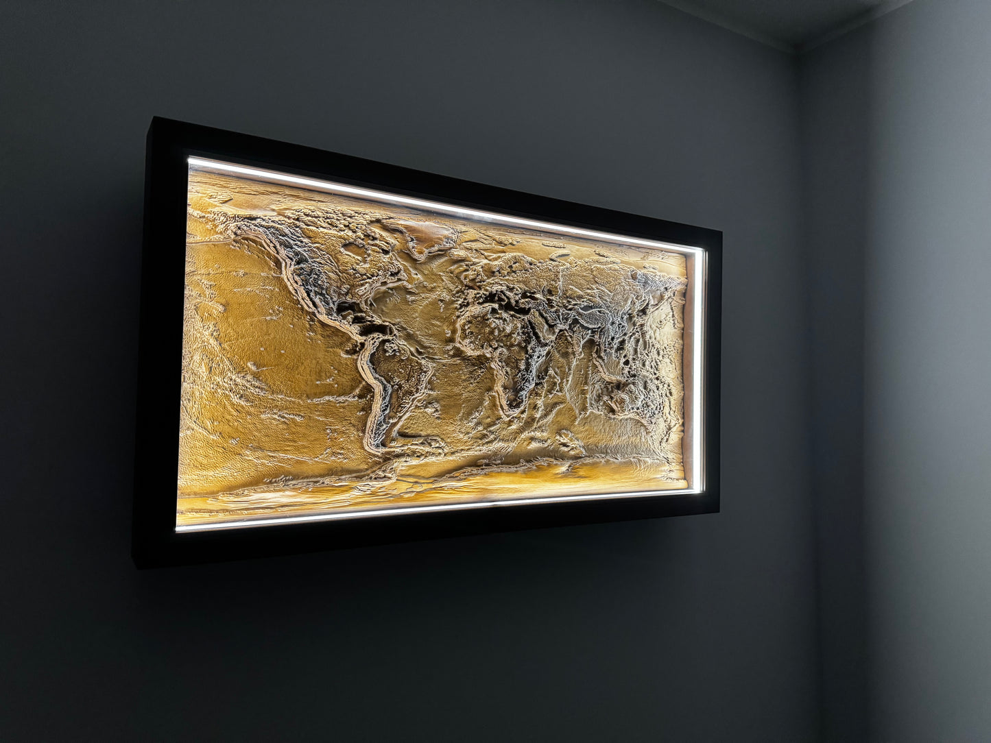 3D world map color Nut, LED Map World, Topographic map 109x59x8 cm (42.9x23.2x3.1 in)