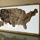 3D USA map color Nut, Wooden travel map, Topographic map, 3D Wooden Map, Relief Map