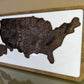 3D USA map color Venge, Wooden travel map, Topographic map, 3D Wooden Map, Relief Map