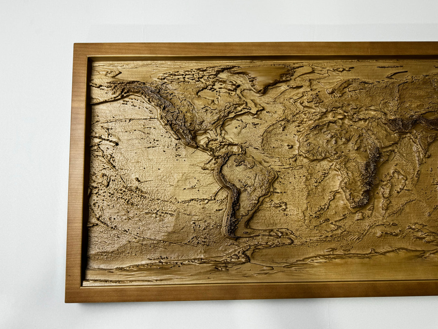 3D world map color Nut, Topographic map, 100x50x4 cm (39.4x19.7x2 in)