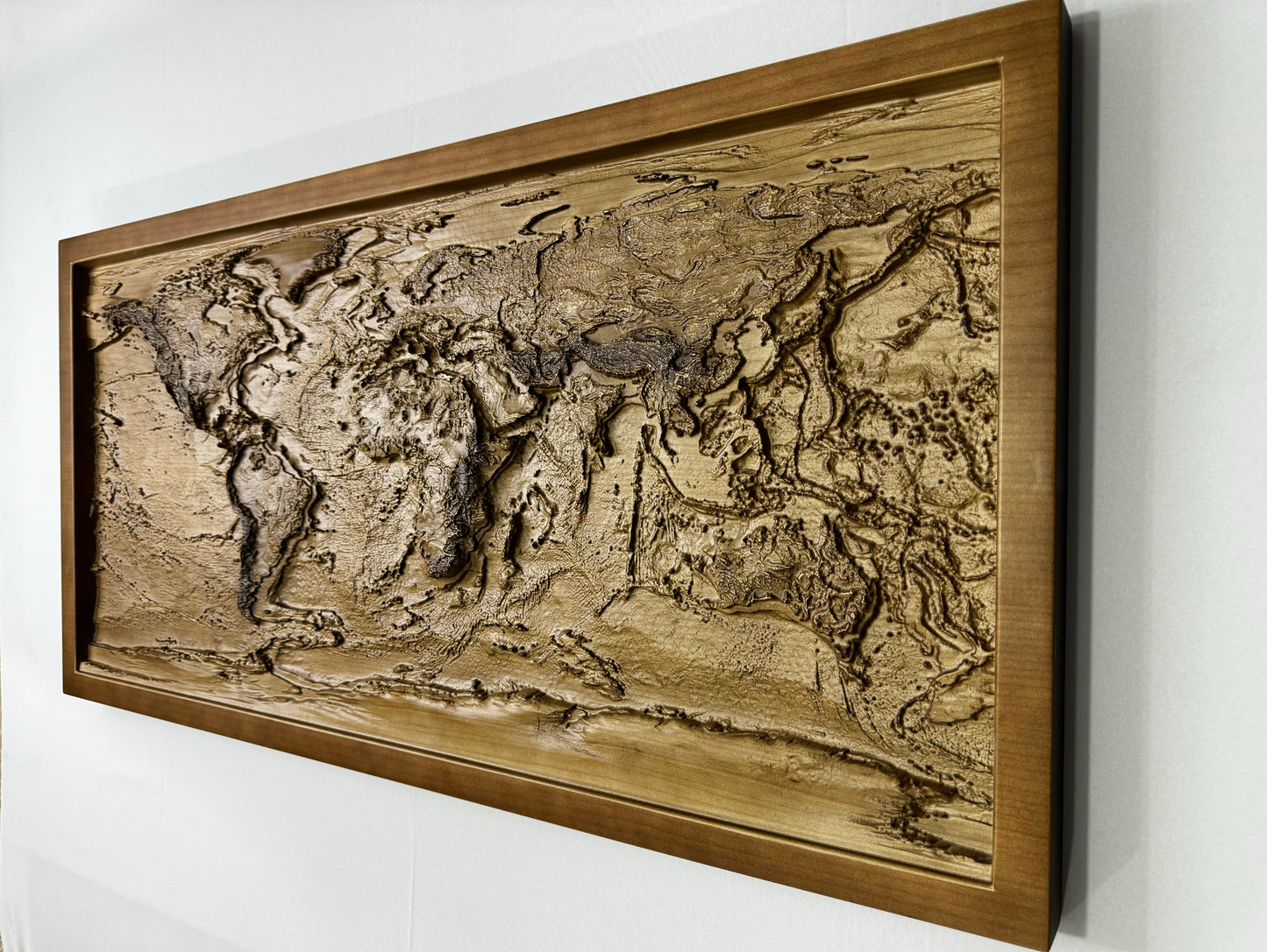 3D world map color Nut, Topographic map, 100x50x4 cm (39.4x19.7x2 in)