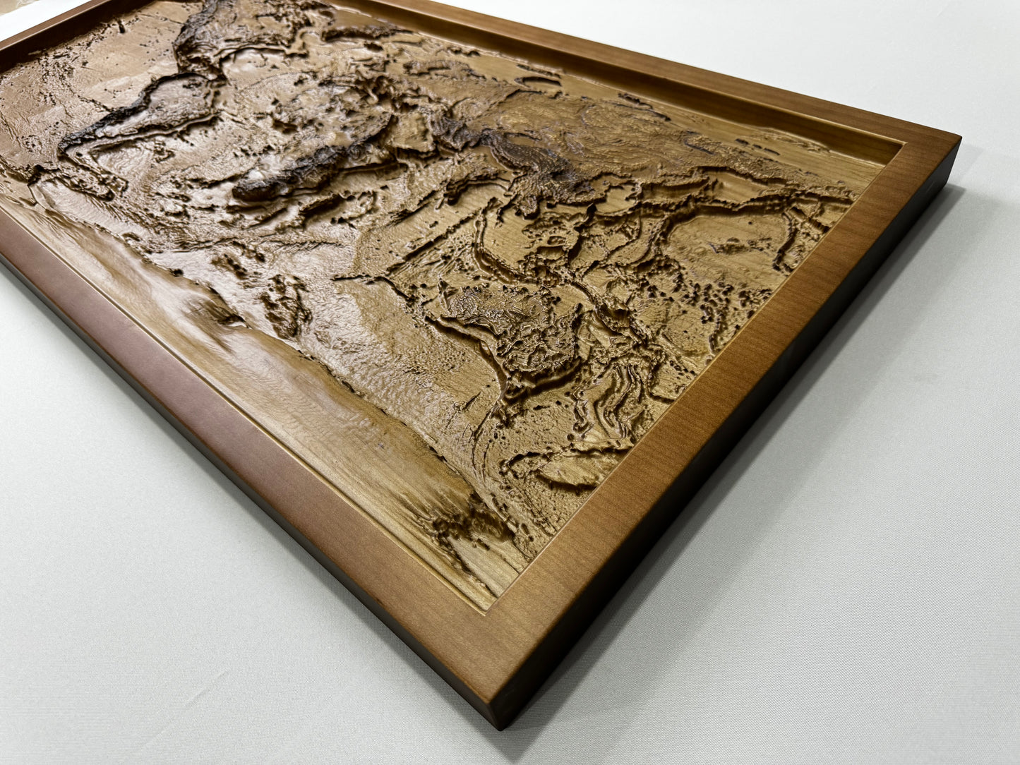 3D world map color Nut, Topographic map, 100x50x4 cm (39.4x19.7x2 in)