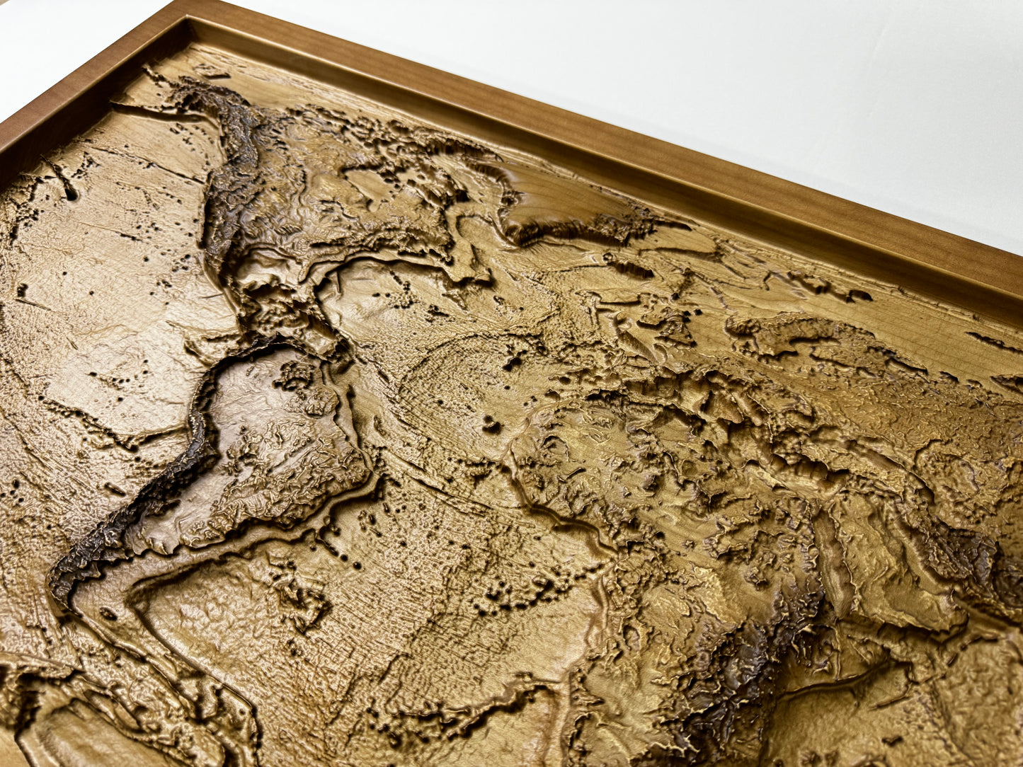 3D world map color Nut, Topographic map, 100x50x4 cm (39.4x19.7x2 in)