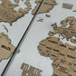 Wooden World Map Panel 3 for Wall with LED Lighting