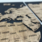 Wooden World Map Panel 6 for Wall with LED Lighting