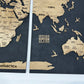 Wooden World Map Panel 6 for Wall with LED Lighting