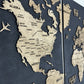 Wooden World Map Panel 6 for Wall with LED Lighting