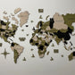 3D Multilayer wooden world map color Verde