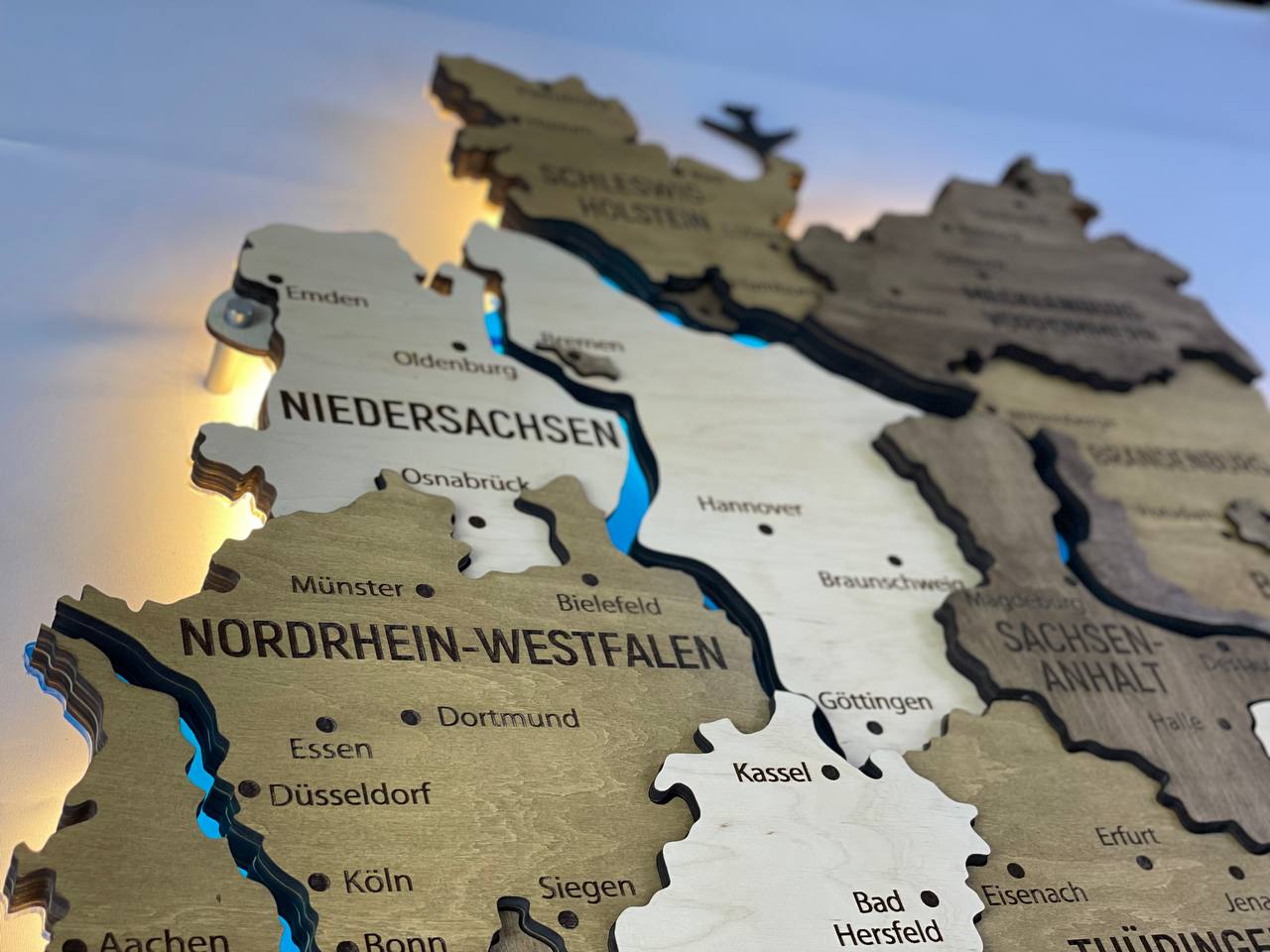 Acrylic Map of Germany with Rivers Wonder Color