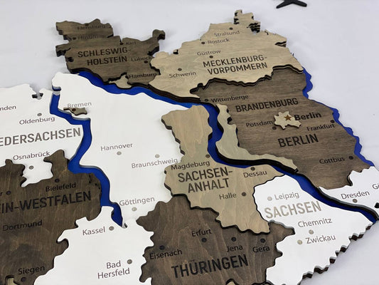 Map of Germany with Rivers Black&White Color