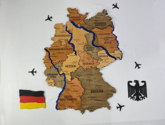 Map of Germany with Rivers Warm Color