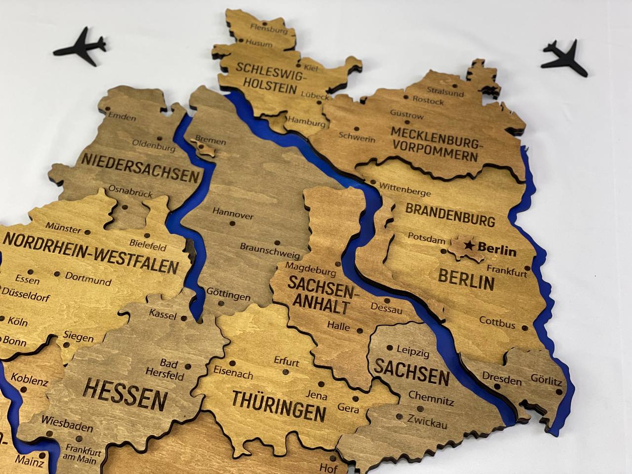 Map of Germany with Rivers Dark Nut Color