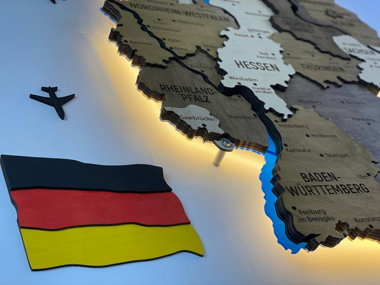 Acrylic Map of Germany with Rivers Wonder Color