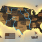 The USA LED map with rivers, color Brut