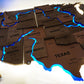 The USA LED map with rivers, color Light Tree