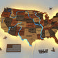 The USA LED map with rivers, color Warm