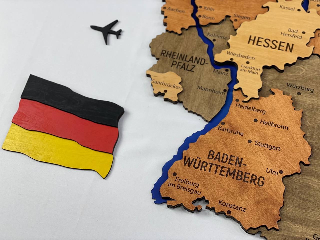 Map of Germany with Rivers Warm Color