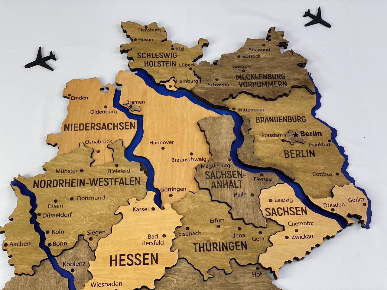 Map of Germany with Rivers Elis Color
