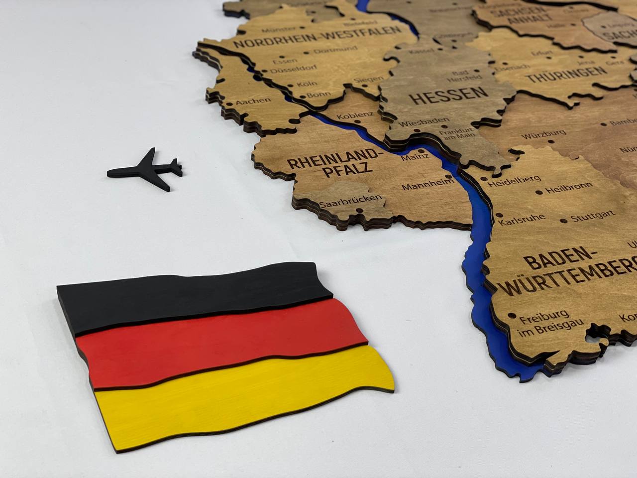 Map of Germany with Rivers Dark Nut Color