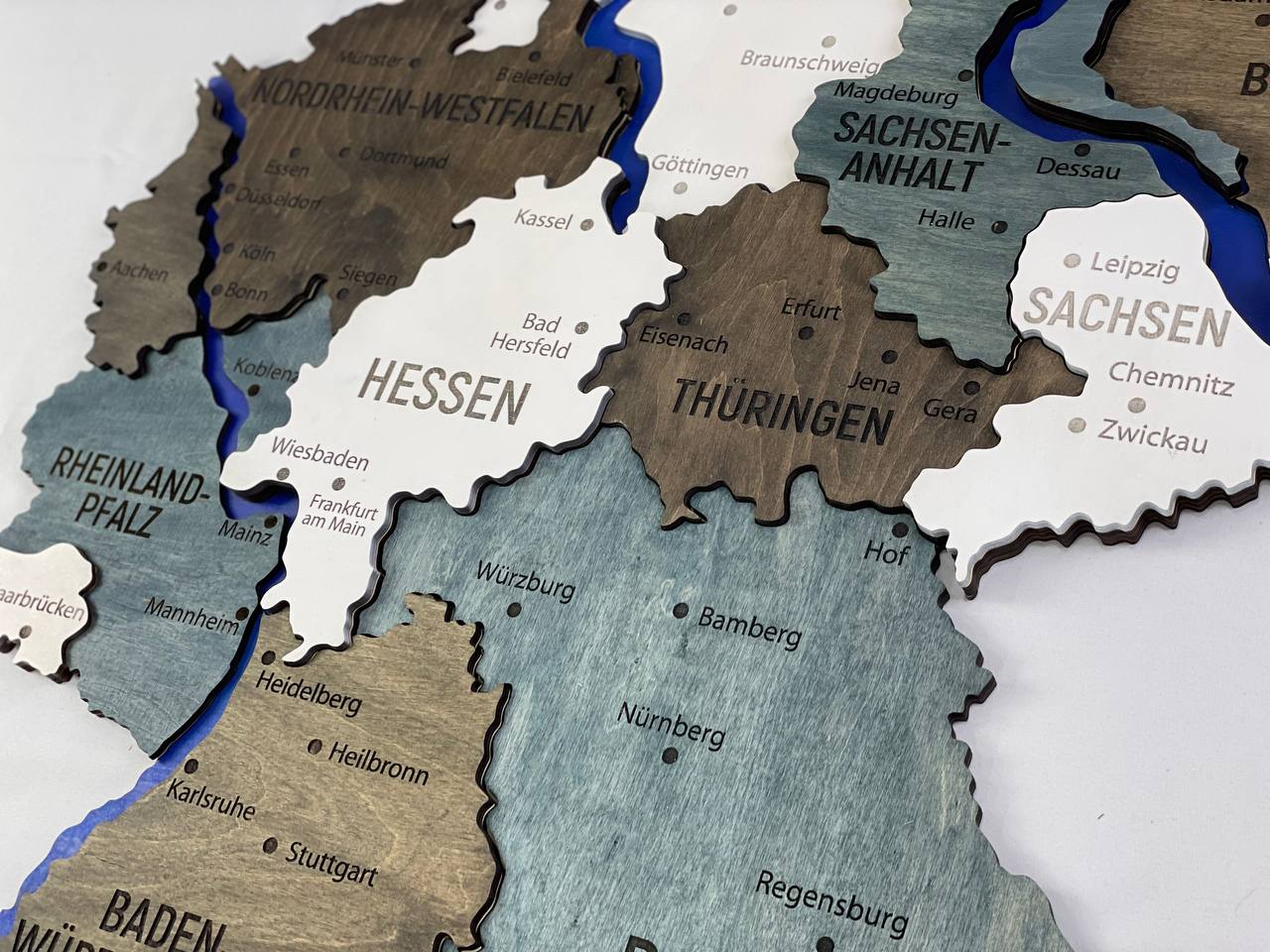 Map of Germany with Rivers Loft Color