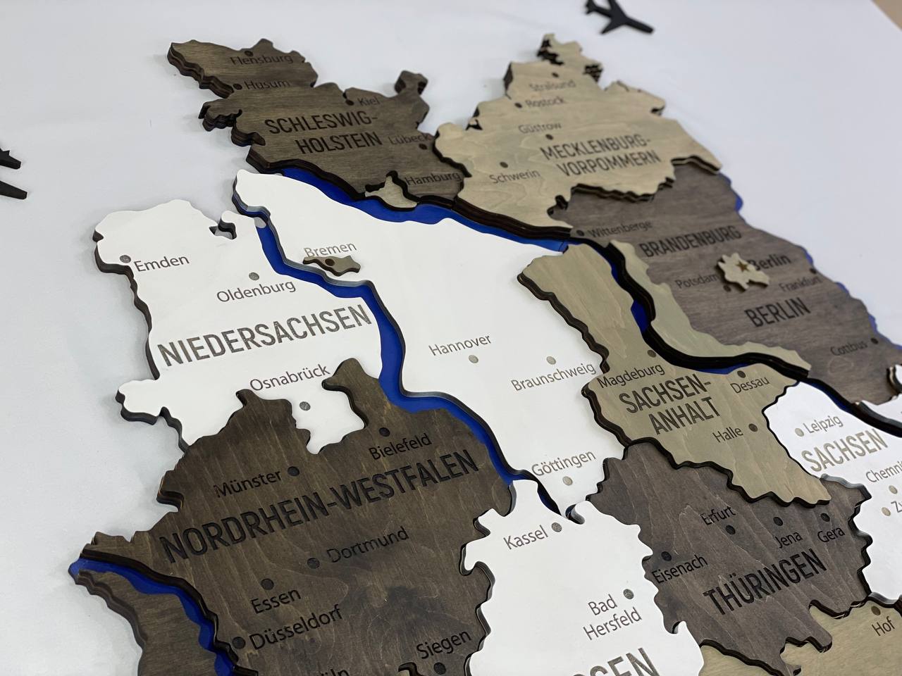 Map of Germany with Rivers Black&White Color