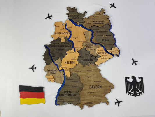 Map of Germany with Rivers Brute Color