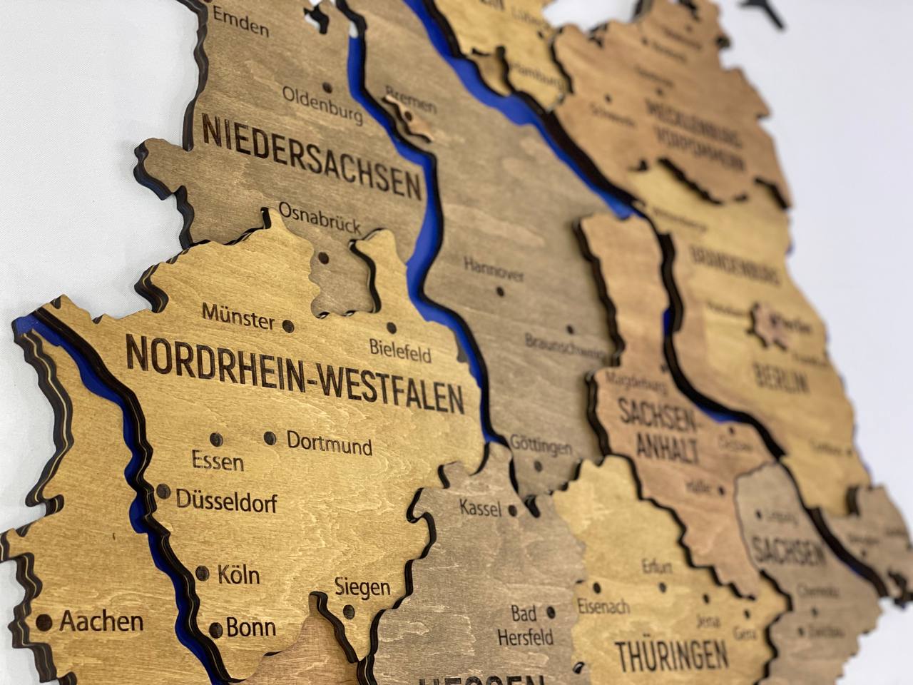 Map of Germany with Rivers Dark Nut Color