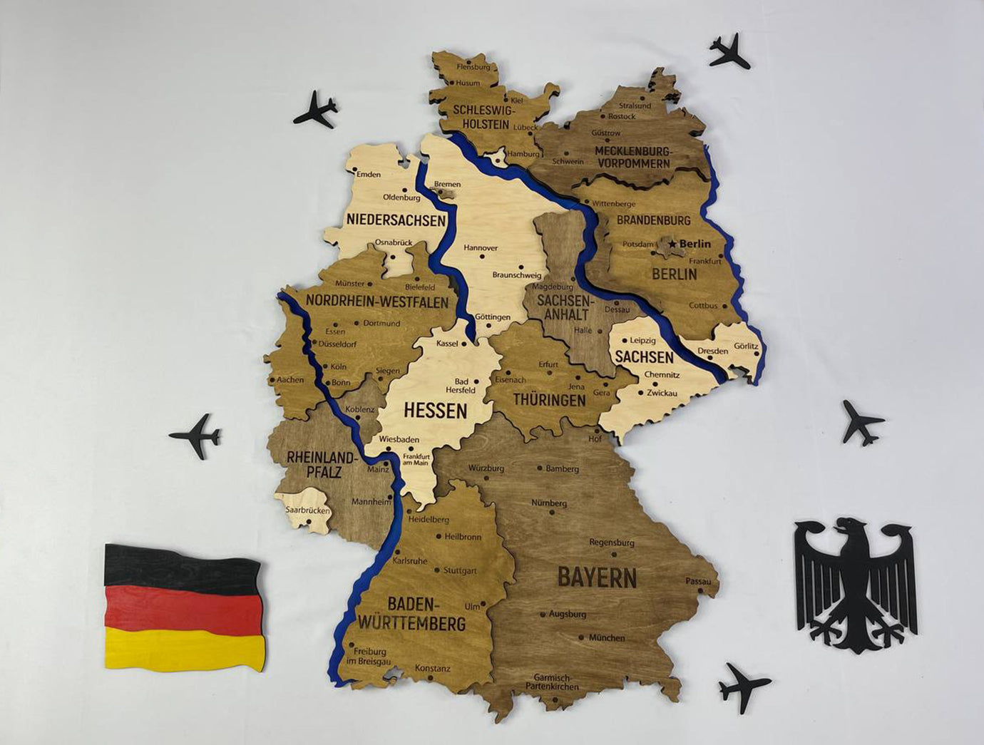 Map of Germany with Rivers Wonder Color