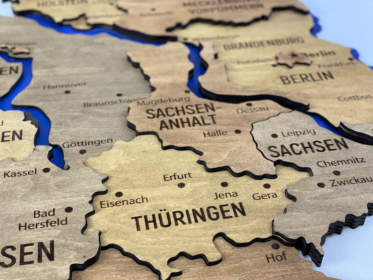 Map of Germany with Rivers Dark Nut Color