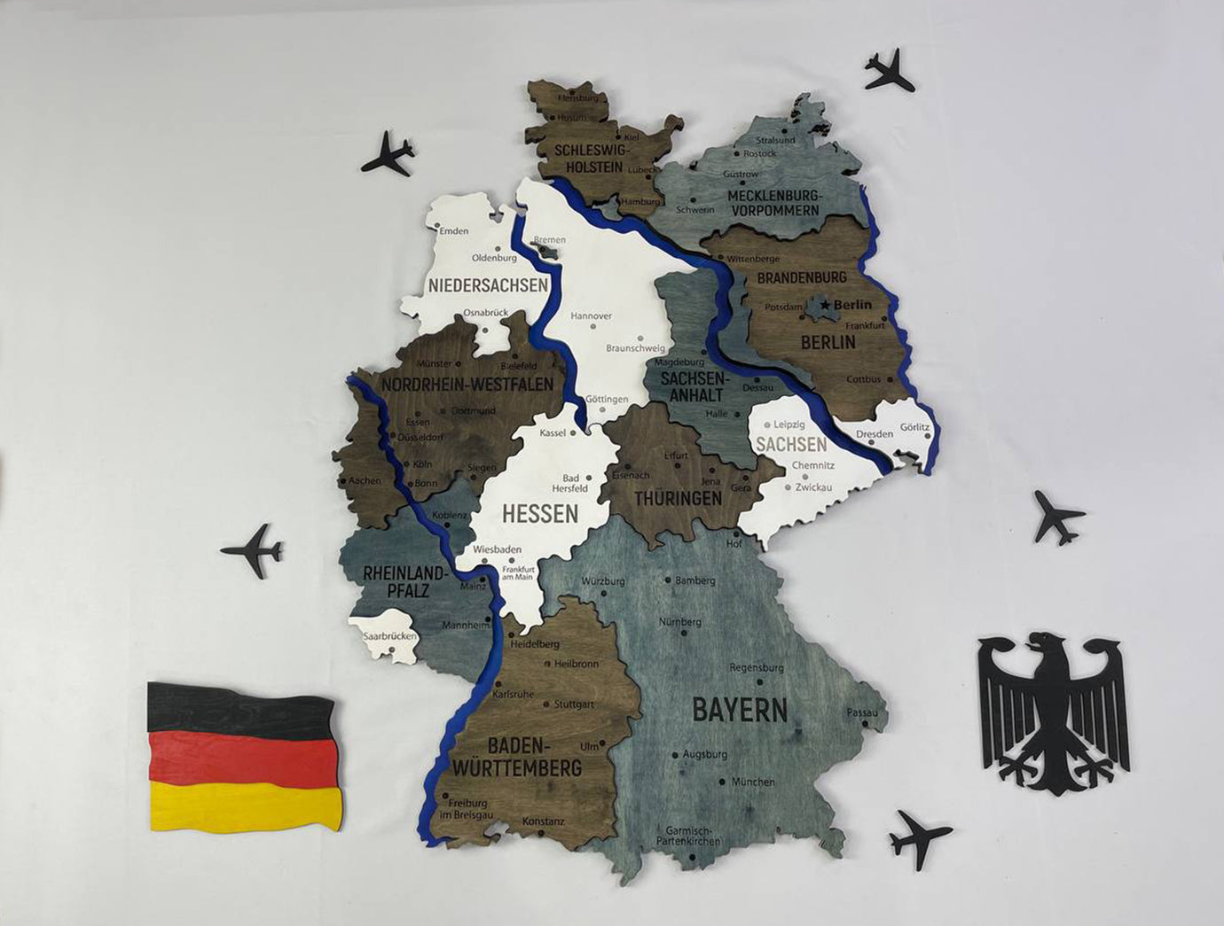 Map of Germany with Rivers Loft Color