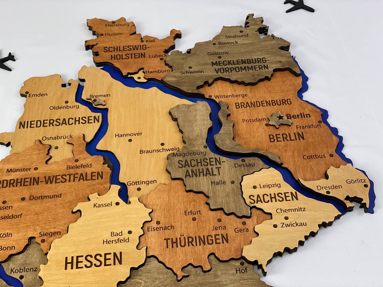 Map of Germany with Rivers Warm Color