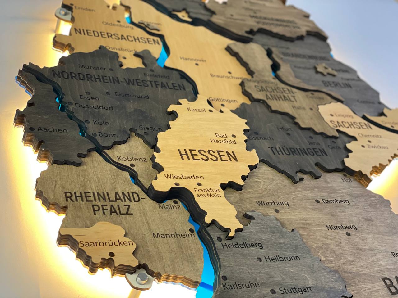 Acrylic Map of Germany with Rivers Brute Color