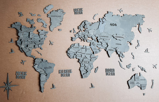 Multilayer world map color Grey