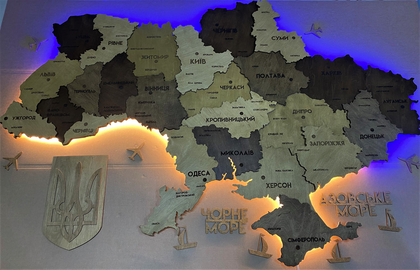 Multilayer Ukraine LED map color Elis