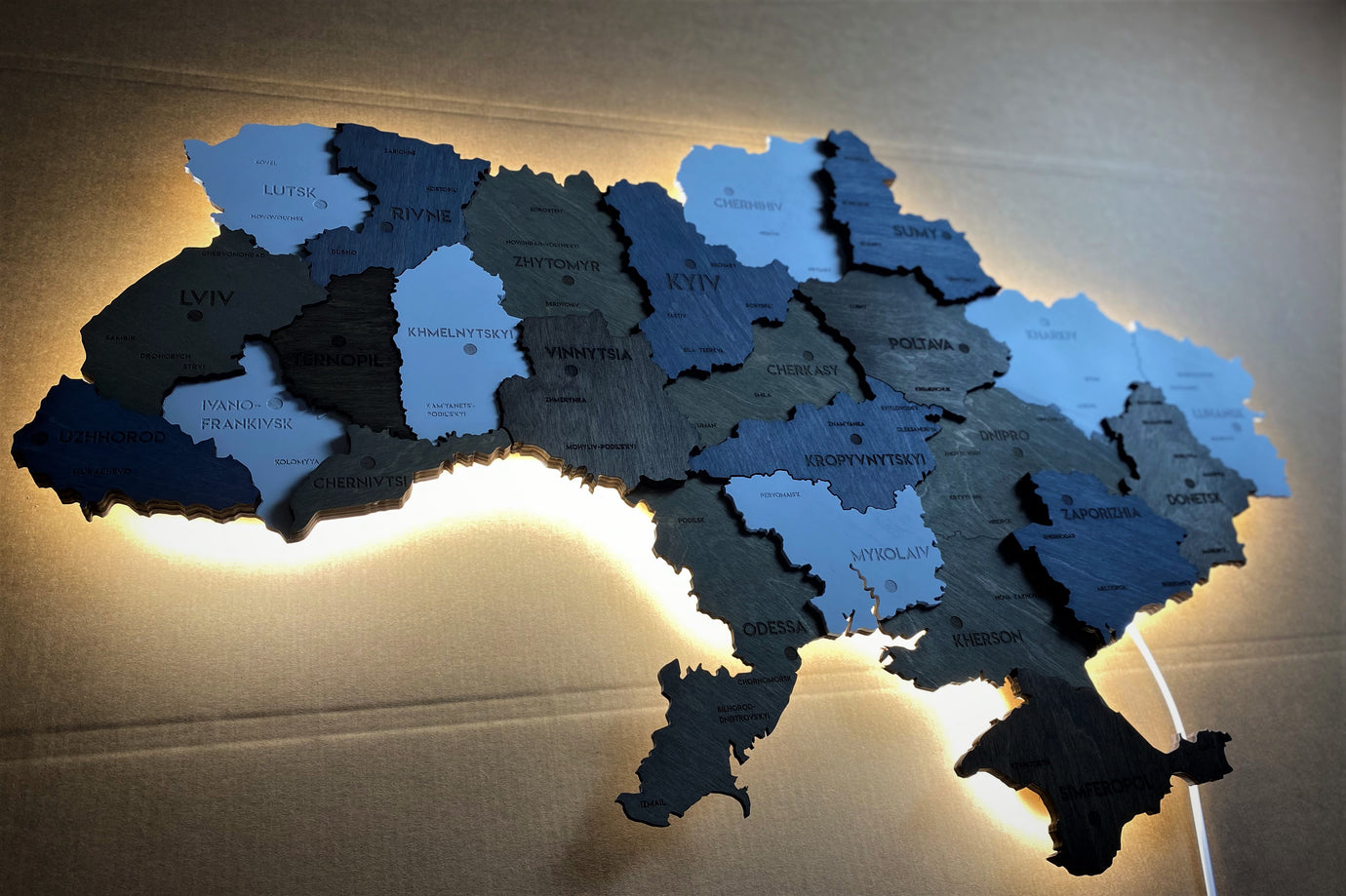 Multilayer Ukraine LED map color Loft