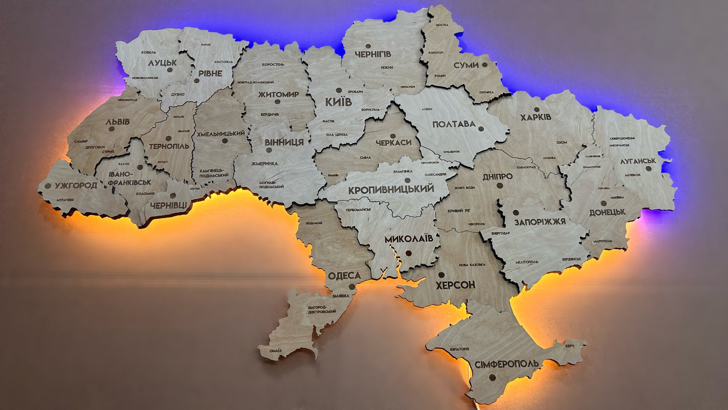 Multilayer Ukraine LED map color Natural