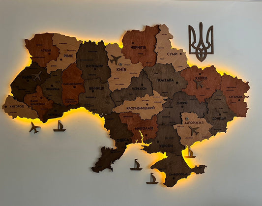 Multilayer Ukraine LED map color Warm