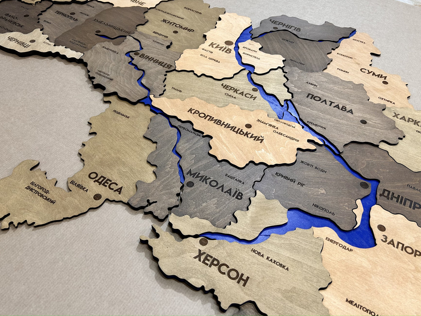 Ukraine 3D map with rivers color Elis