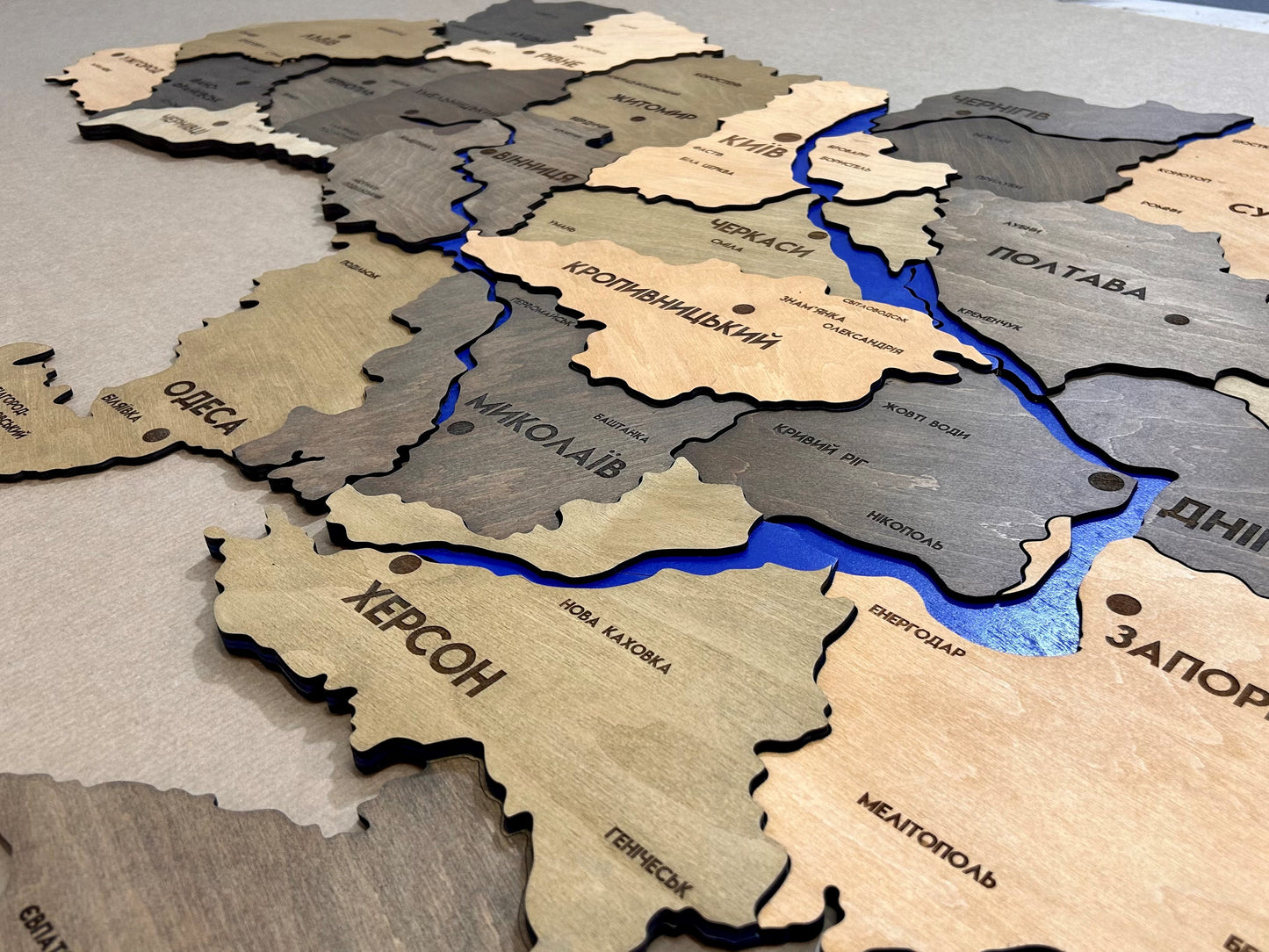 Ukraine 3D map with rivers color Elis