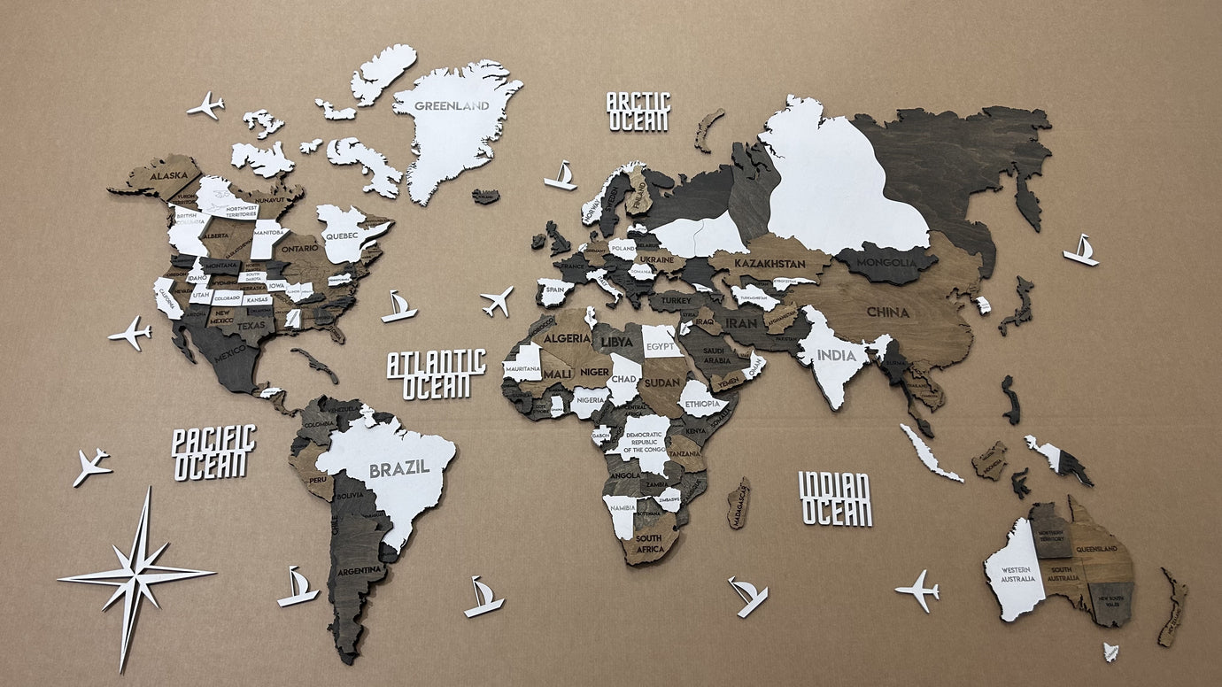 Multilayer world map color Grunge