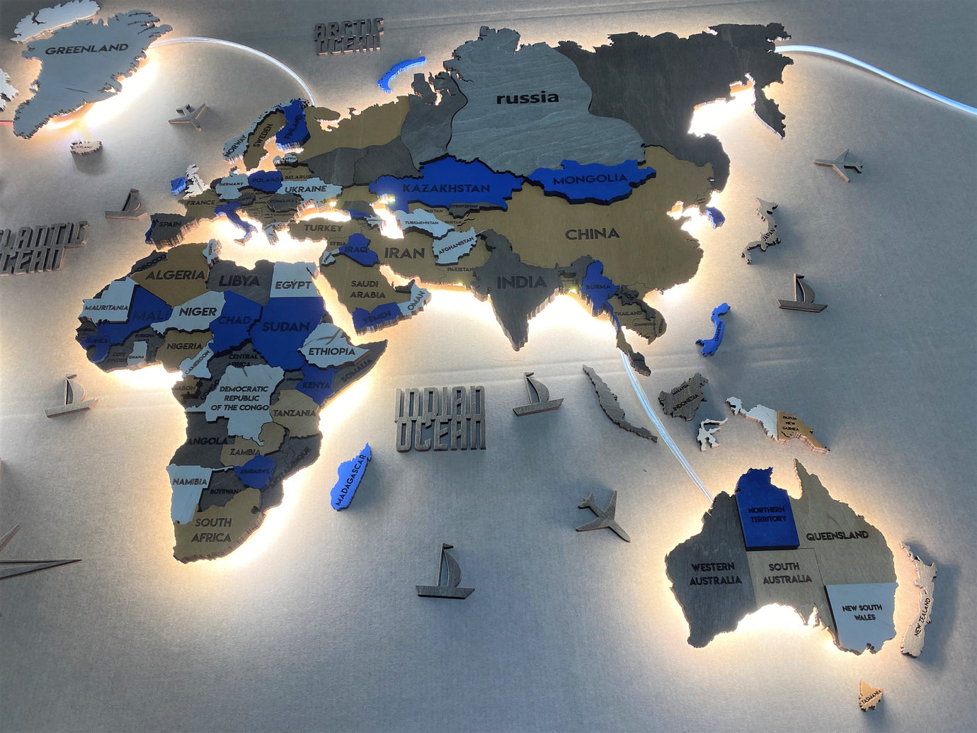 Multilayer world LED map color Blur