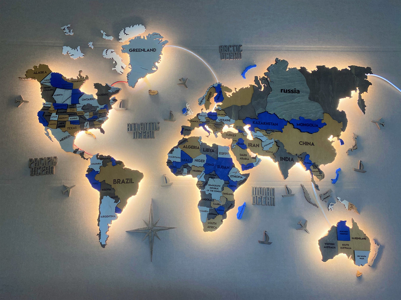 Multilayer world LED map color Blur