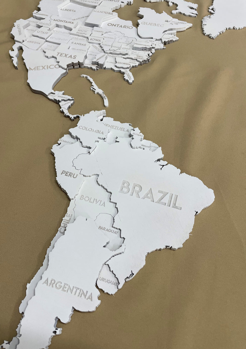 Multilayer world map color White