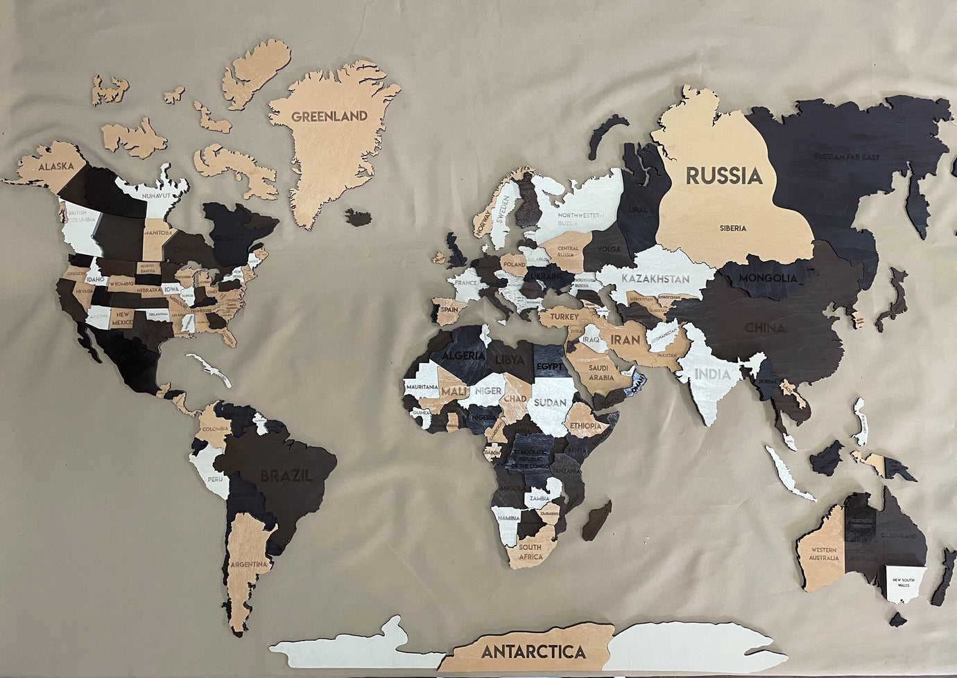 Multilayer world  map color Coffee