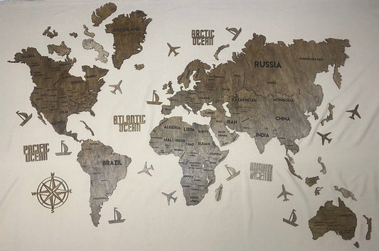 Single-layer world map color Rosewood
