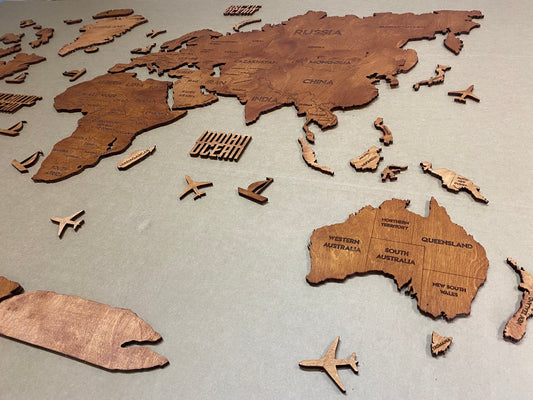 Single-layer world map color Mahogany